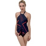 Gradient Geometric Shapes Dark Background Design Go with the Flow One Piece Swimsuit