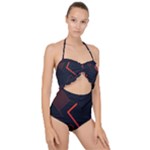 Gradient Geometric Shapes Dark Background Design Scallop Top Cut Out Swimsuit