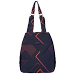 Gradient Geometric Shapes Dark Background Design Center Zip Backpack