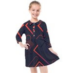 Gradient Geometric Shapes Dark Background Design Kids  Quarter Sleeve Shirt Dress