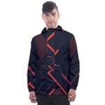 Gradient Geometric Shapes Dark Background Design Men s Front Pocket Pullover Windbreaker
