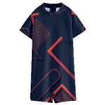 Gradient Geometric Shapes Dark Background Design Kids  Boyleg Half Suit Swimwear