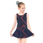 Gradient Geometric Shapes Dark Background Design Kids  Skater Dress Swimsuit