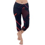 Gradient Geometric Shapes Dark Background Design Lightweight Velour Capri Yoga Leggings