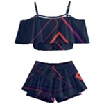 Gradient Geometric Shapes Dark Background Design Kids  Off Shoulder Skirt Bikini