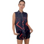 Gradient Geometric Shapes Dark Background Design Sleeveless Chiffon Button Shirt