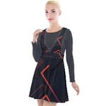 Gradient Geometric Shapes Dark Background Design Plunge Pinafore Velour Dress