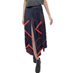 Gradient Geometric Shapes Dark Background Design Velour Split Maxi Skirt