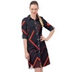 Gradient Geometric Shapes Dark Background Design Long Sleeve Mini Shirt Dress
