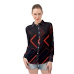 Gradient Geometric Shapes Dark Background Design Long Sleeve Chiffon Shirt