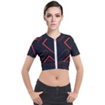 Gradient Geometric Shapes Dark Background Design Short Sleeve Cropped Jacket