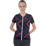 Gradient Geometric Shapes Dark Background Design Short Sleeve Zip Up Jacket