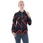 Gradient Geometric Shapes Dark Background Design Women s Long Sleeve Pocket Shirt