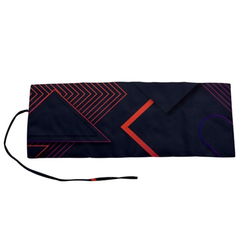 Gradient Geometric Shapes Dark Background Design Roll Up Canvas Pencil Holder (S) from ArtsNow.com