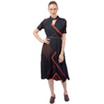 Gradient Geometric Shapes Dark Background Design Keyhole Neckline Chiffon Dress