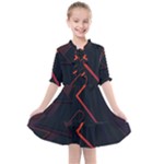 Gradient Geometric Shapes Dark Background Design Kids  All Frills Chiffon Dress