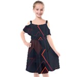 Gradient Geometric Shapes Dark Background Design Kids  Cut Out Shoulders Chiffon Dress