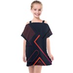Gradient Geometric Shapes Dark Background Design Kids  One Piece Chiffon Dress