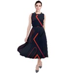 Gradient Geometric Shapes Dark Background Design Round Neck Boho Dress