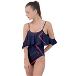 Gradient Geometric Shapes Dark Background Design Drape Piece Swimsuit
