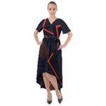 Gradient Geometric Shapes Dark Background Design Front Wrap High Low Dress