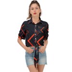Gradient Geometric Shapes Dark Background Design Tie Front Shirt 