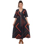 Gradient Geometric Shapes Dark Background Design Kimono Sleeve Boho Dress