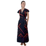 Gradient Geometric Shapes Dark Background Design Flutter Sleeve Maxi Dress