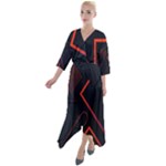 Gradient Geometric Shapes Dark Background Design Quarter Sleeve Wrap Front Maxi Dress