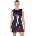 Gradient Geometric Shapes Dark Background Design Lace Up Front Bodycon Dress