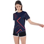 Gradient Geometric Shapes Dark Background Design Asymmetrical Short Sleeve Sports T-Shirt