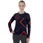 Gradient Geometric Shapes Dark Background Design Women s Pique Long Sleeve T-Shirt