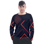 Gradient Geometric Shapes Dark Background Design Men s Long Sleeve Raglan T-Shirt