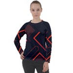 Gradient Geometric Shapes Dark Background Design Women s Long Sleeve Raglan T-Shirt