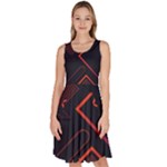 Gradient Geometric Shapes Dark Background Design Knee Length Skater Dress With Pockets