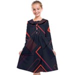 Gradient Geometric Shapes Dark Background Design Kids  Midi Sailor Dress