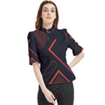 Gradient Geometric Shapes Dark Background Design Frill Neck Blouse