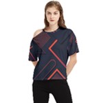 Gradient Geometric Shapes Dark Background Design One Shoulder Cut Out T-Shirt