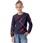 Gradient Geometric Shapes Dark Background Design Kids  Long Sleeve T-Shirt with Frill 
