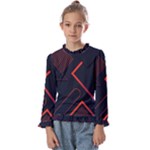 Gradient Geometric Shapes Dark Background Design Kids  Frill Detail T-Shirt