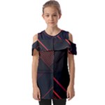 Gradient Geometric Shapes Dark Background Design Fold Over Open Sleeve Top