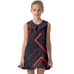 Gradient Geometric Shapes Dark Background Design Kids  Pilgrim Collar Ruffle Hem Dress
