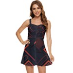Gradient Geometric Shapes Dark Background Design Ruffle Edge Bra Cup Chiffon Mini Dress