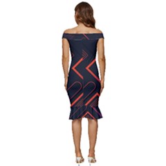 Off Shoulder Ruffle Split Hem Bodycon Dress 