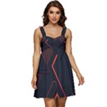 Gradient Geometric Shapes Dark Background Design Ruffle Strap Babydoll Chiffon Dress