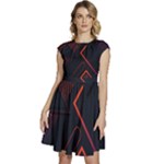 Gradient Geometric Shapes Dark Background Design Cap Sleeve High Waist Dress