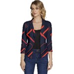 Gradient Geometric Shapes Dark Background Design Women s Casual 3/4 Sleeve Spring Jacket