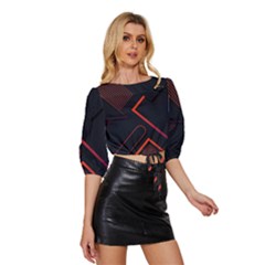 Mid Sleeve Drawstring Hem Top 