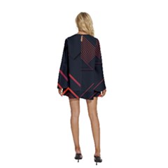 Round Neck Long Sleeve Bohemian Style Chiffon Mini Dress 