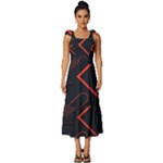 Gradient Geometric Shapes Dark Background Design Tie-Strap Tiered Midi Chiffon Dress